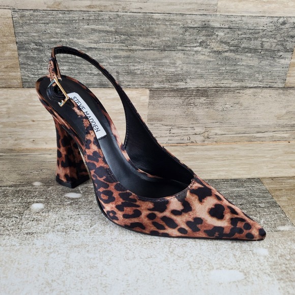 Steve Madden Shoes - Steve Madden Blare Womens Pumps Sz 7.5 M Black Brown Leopard Print Block Heel
